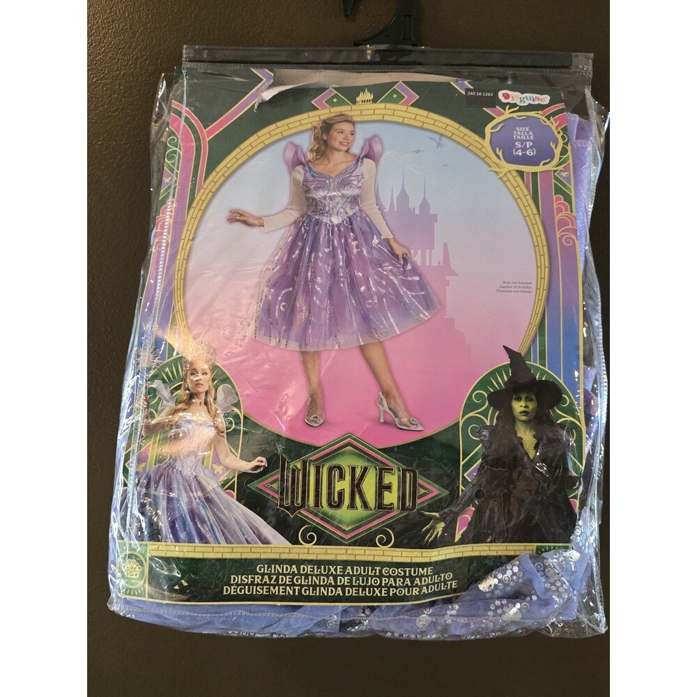 Disguise Wicked Glinda Deluxe Adult Costume Small 4-6 Purple Dress New C7